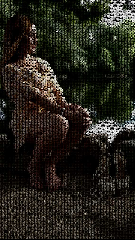 En que piensa una madre cuando acaricia su vientre, en la vida o en la muerte? Digital Dilettante, Artist Gallery, ASCII art, Digital art, NFT, Opensea, Foundation, Boudoir photo, Erotic art, Photography