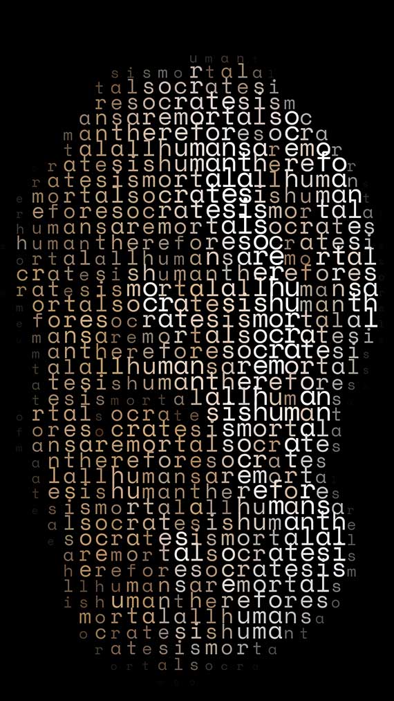 All humans are mortal Socrates is human therefore Socrates is mortal El Diletante Digital, Galería de artista, Arte ASCII, Arte digital, NFT, Opensea, Foundation, Boudoir, Arte erótico, Fotografía