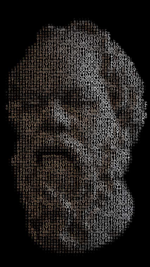 All humans are mortal Socrates is human therefore Socrates is mortal El Diletante Digital, Galería de artista, Arte ASCII, Arte digital, NFT, Opensea, Foundation, Boudoir, Arte erótico, Fotografía